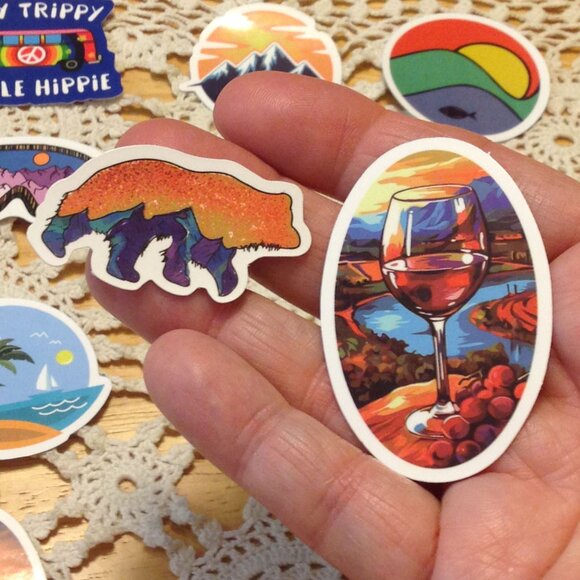 Stickers, adventure and travel theme, hippie vibe, 12 cellphone stickers - Picture 5 of 7